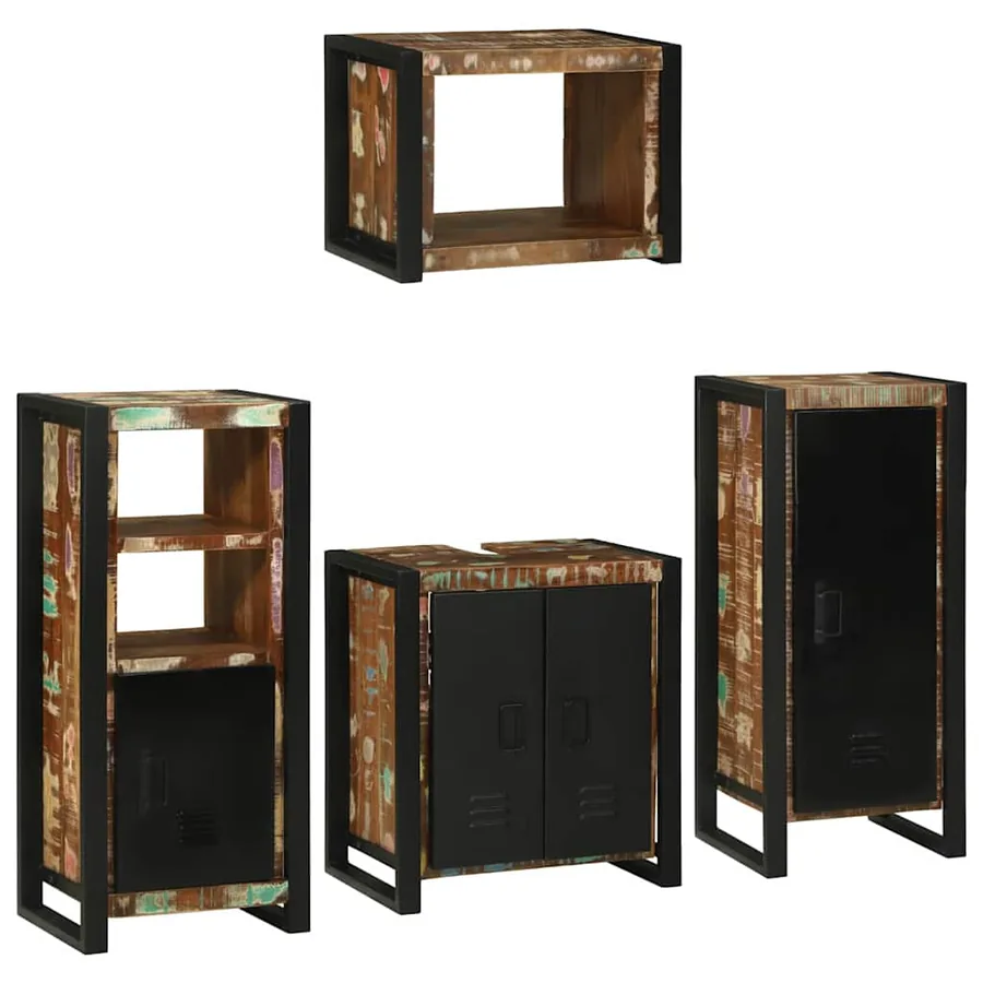 Ensemble de mobilier de salle de bain 4 pcs Bois massif recyclé - 2