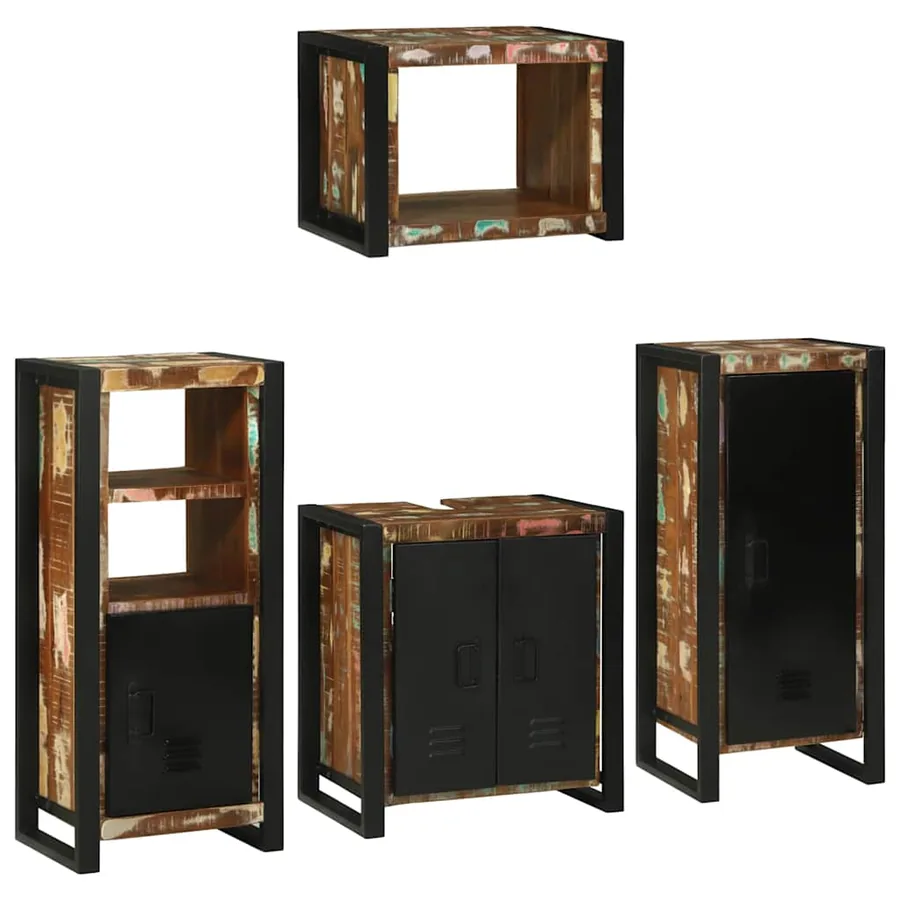 Ensemble de mobilier de salle de bain 4 pcs Bois massif recyclé - 3
