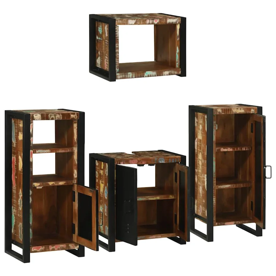 Ensemble de mobilier de salle de bain 4 pcs Bois massif recyclé - 4