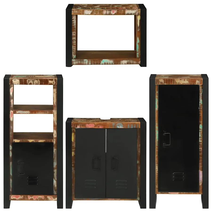 Ensemble de mobilier de salle de bain 4 pcs Bois massif recyclé - 9