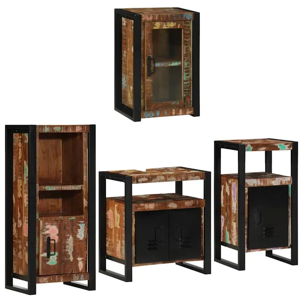 Ensemble de mobilier de salle de bain 4 pcs Bois massif recyclé