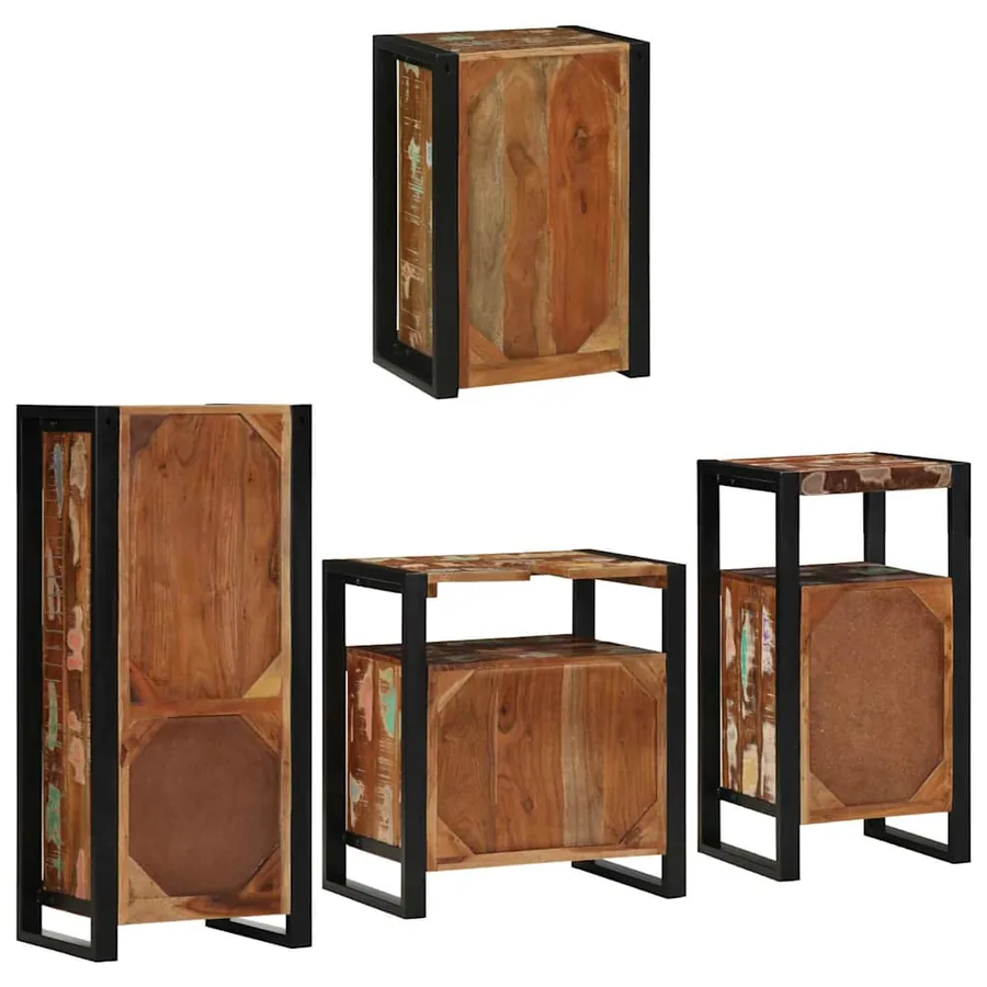 Ensemble de mobilier de salle de bain 4 pcs Bois massif recyclé - 10