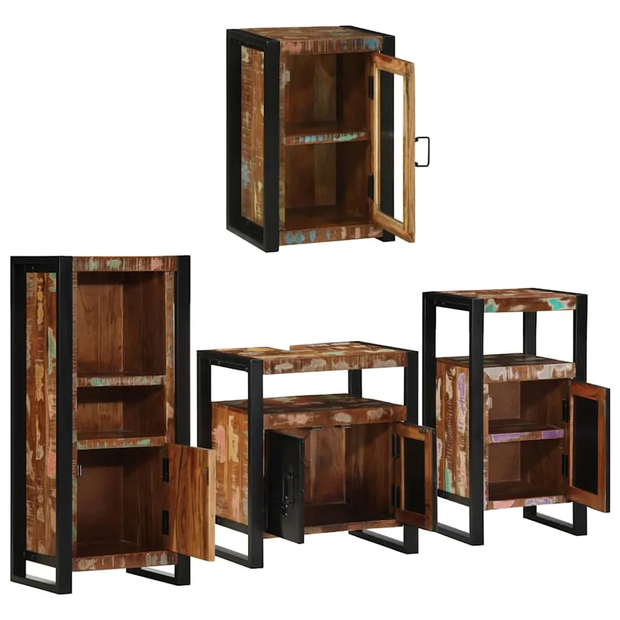 Ensemble de mobilier de salle de bain 4 pcs Bois massif recyclé - 4