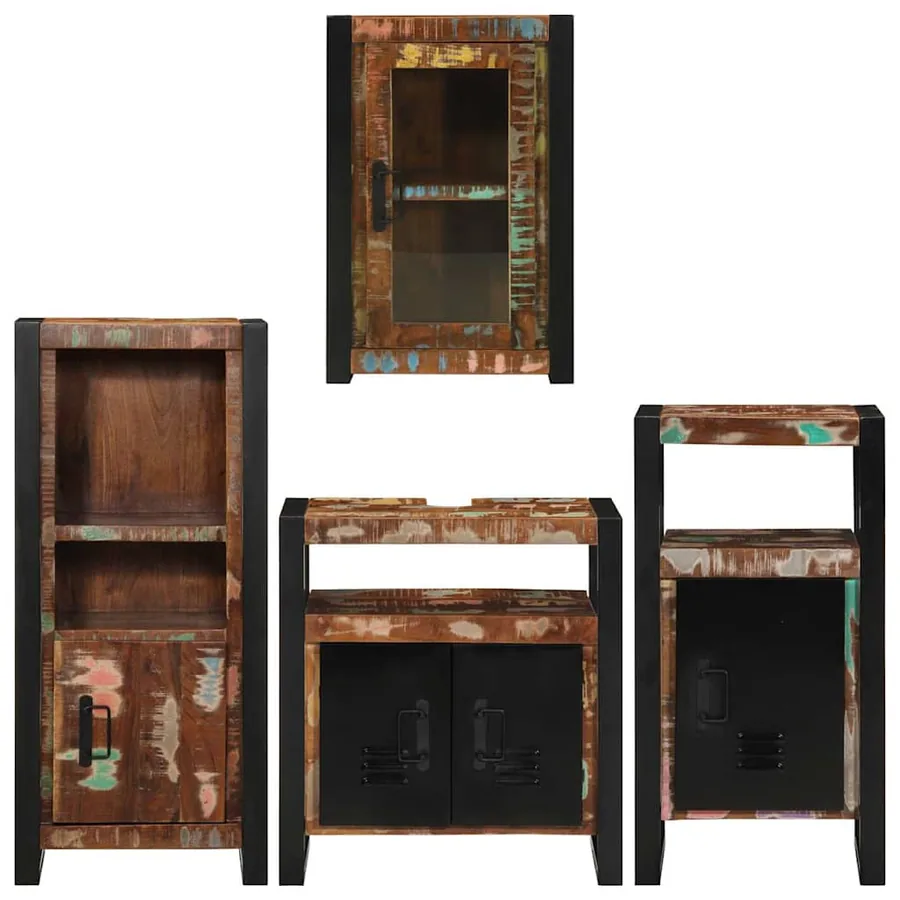 Ensemble de mobilier de salle de bain 4 pcs Bois massif recyclé - 9