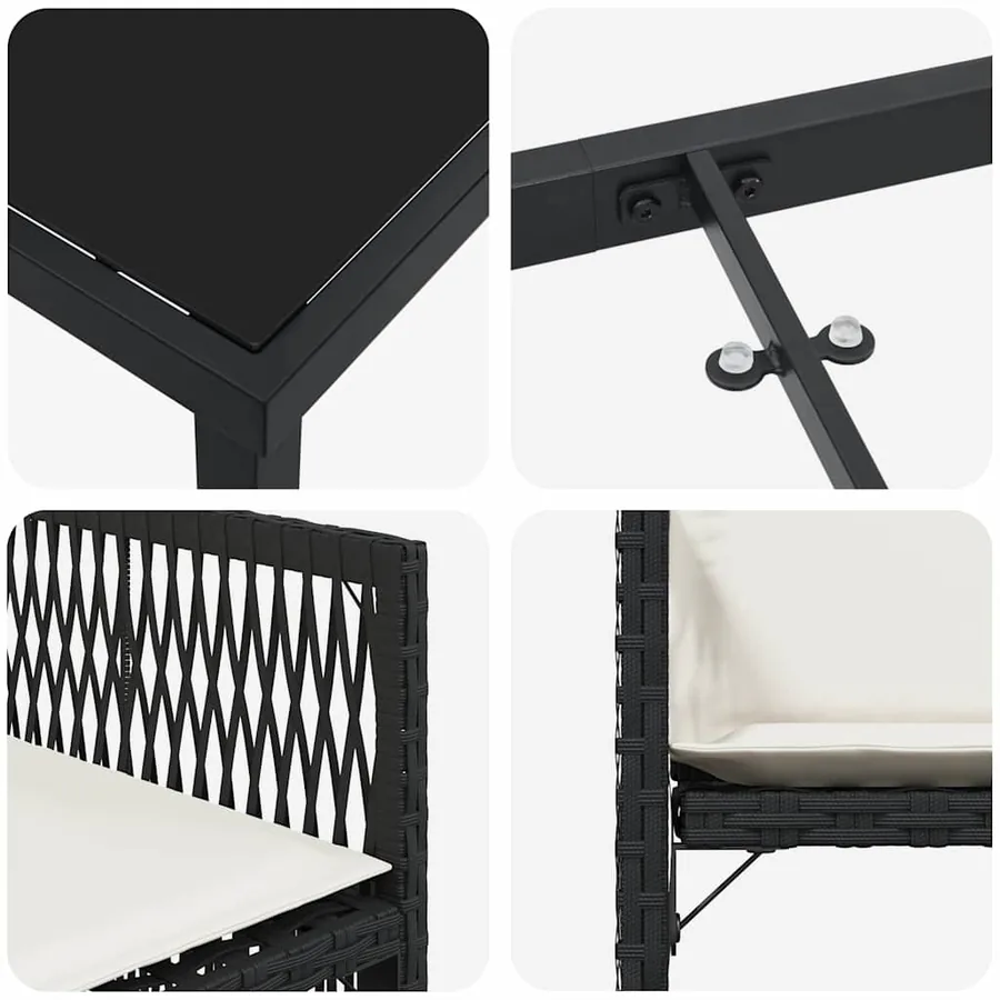 Ensemble de salle à manger pour jardin 5 pcs Noir polyrotin - 9