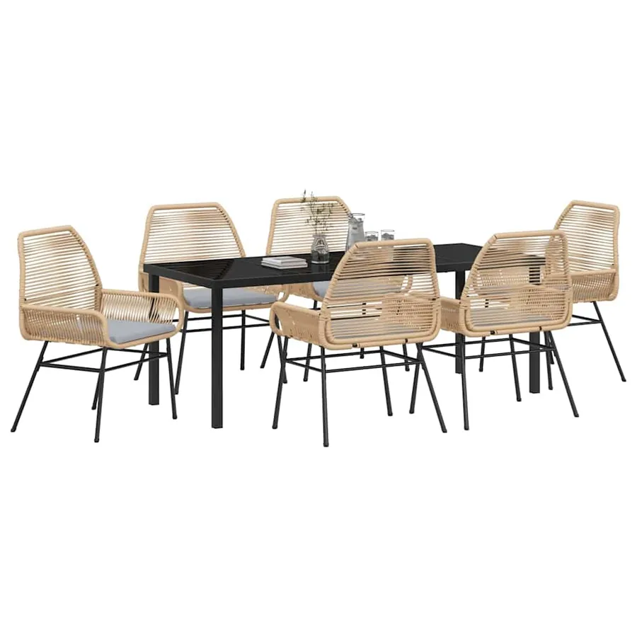 Ensemble de salle à manger pour jardin 7 pcs Marron polyrotin - 3