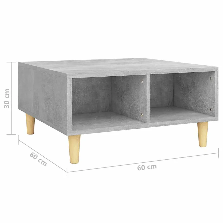 Table basse gris béton 60x60x30 cm bois d'ingénierie - 6
