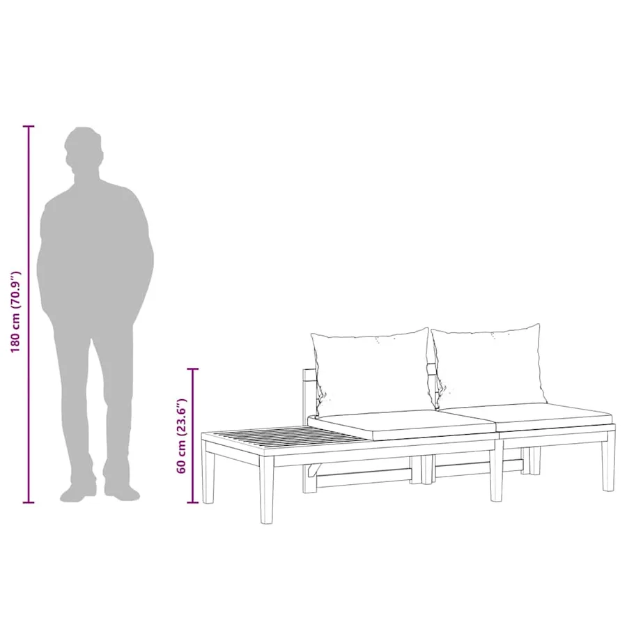 Banc de jardin avec table avec coussins gris foncé Teck solide - 12