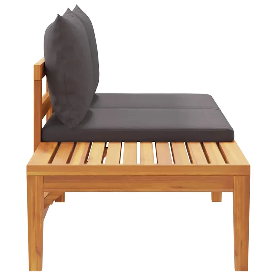 Banc de jardin avec table avec coussins gris foncé Teck solide - 6