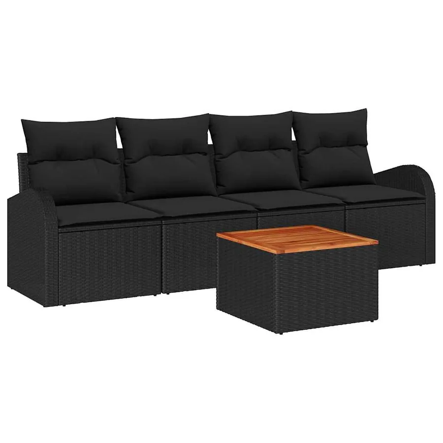Ensemble de canapé de jardin avec stockage 5 pcs Noir polyrotin - 2
