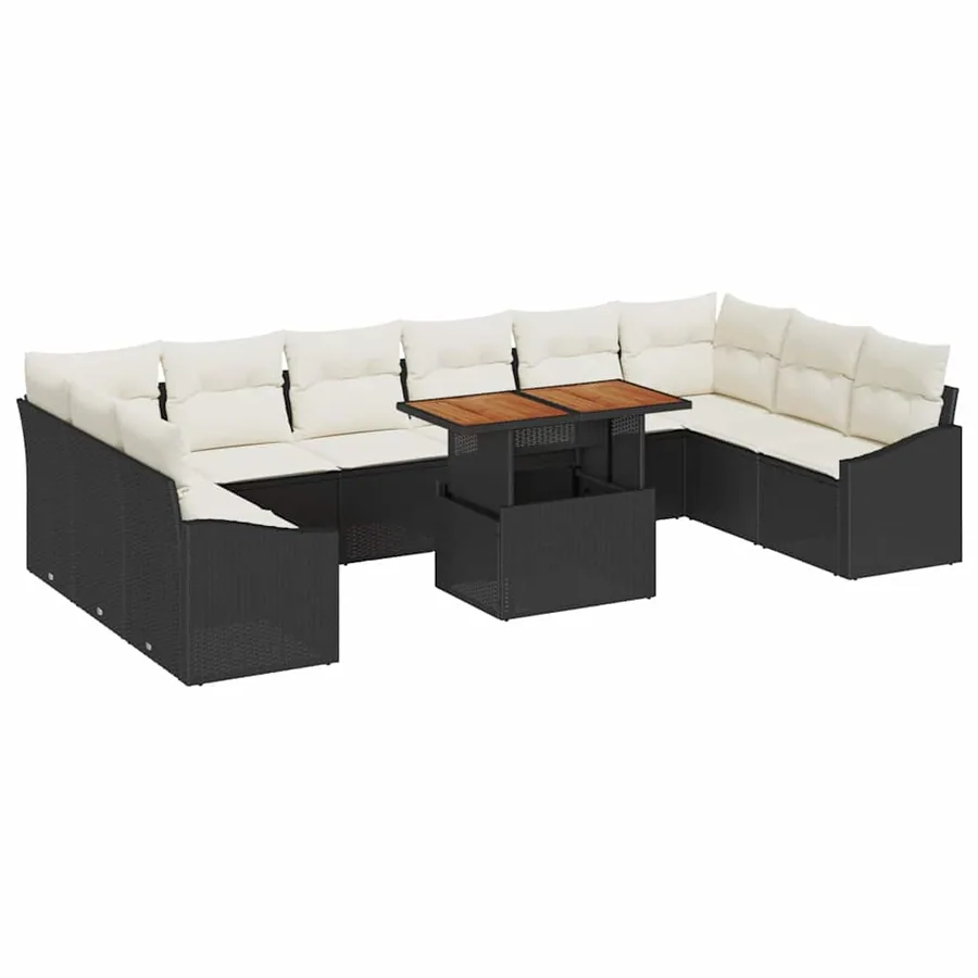 Ensemble de canapé de jardin 11 pc Noir et Crème - 2