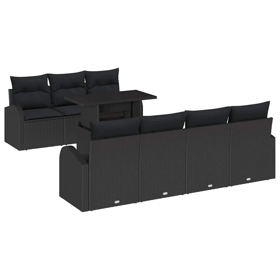 Ensemble de canapé de jardin 8 pcs Noir Poly Rattan - 2