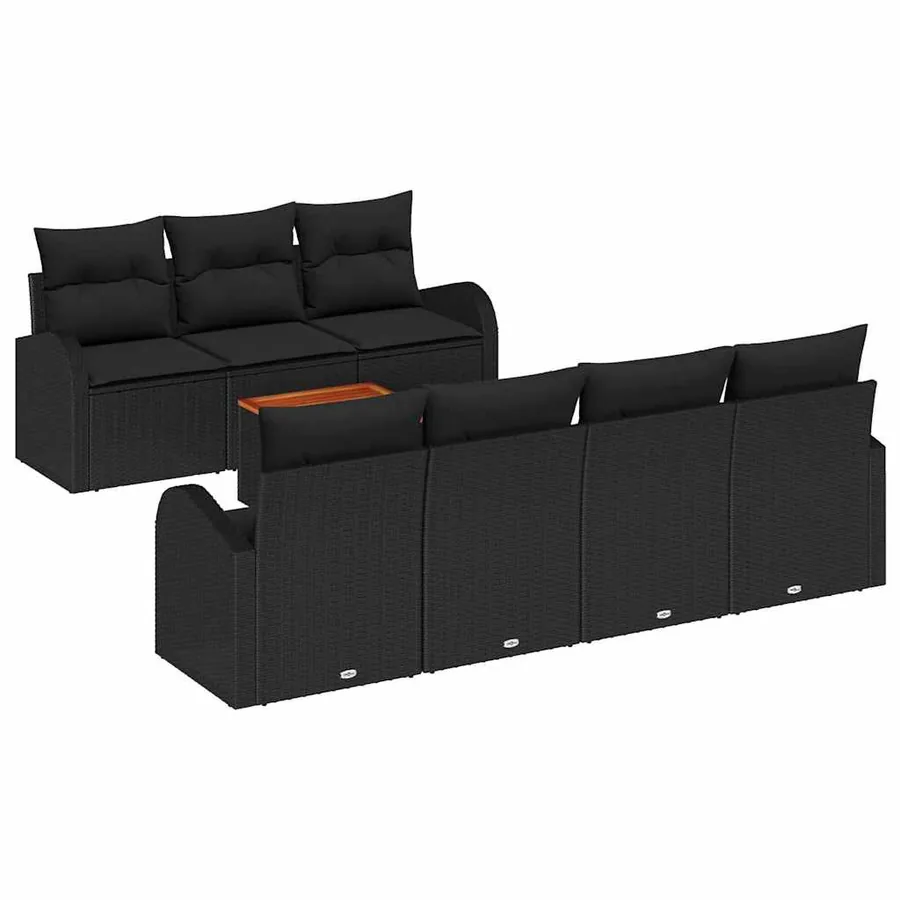 Ensemble de canapé de jardin avec stockage 8 pcs Noir polyrotin - 2