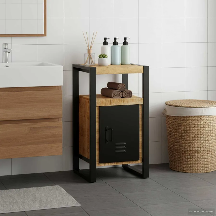 Armoire de salle de bain Marron Bois de mangue massif
