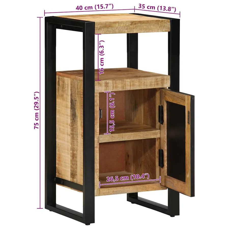 Armoire de salle de bain Marron Bois de mangue massif - 14