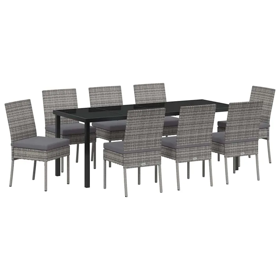 Ensemble de salle à manger pour jardin 9 pcs Gris - 2