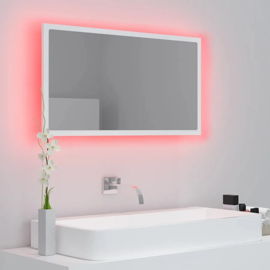 Miroir à LED de salle de bain Blanc 80x8,5x37 cm Acrylique - 4