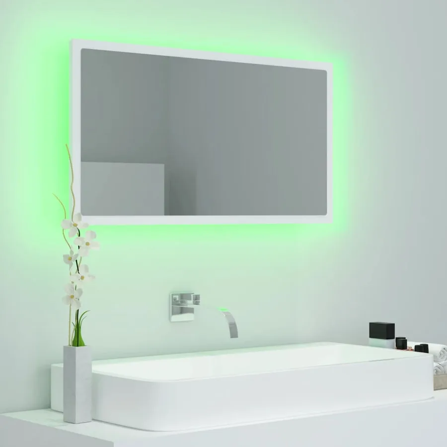 Miroir à LED de salle de bain Blanc 80x8,5x37 cm Acrylique - 5