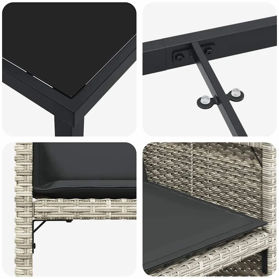 Ensemble de salle à manger pour jardin 9 pcs Gris clair - 9
