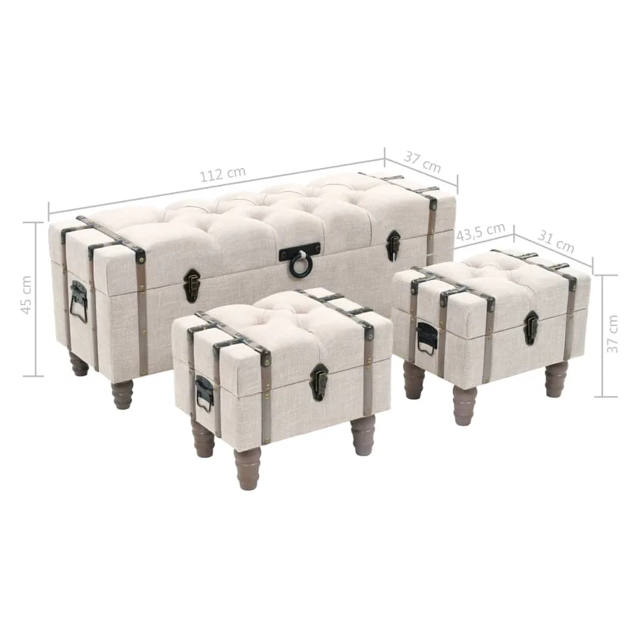 Ensemble de bancs de rangement 3 pcs Bois massif et acier - 14