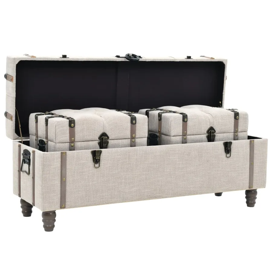 Ensemble de bancs de rangement 3 pcs Bois massif et acier - 9