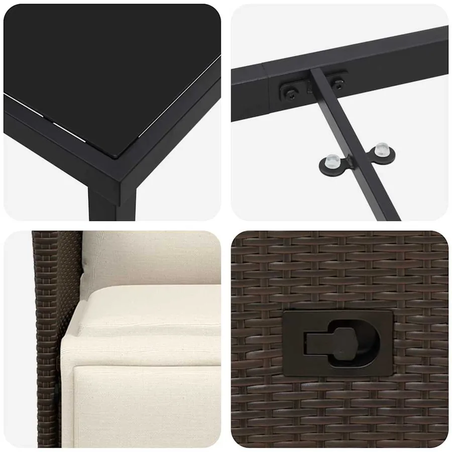 Ensemble de salle à manger pour jardin 7 pcs Marron polyrotin - 9