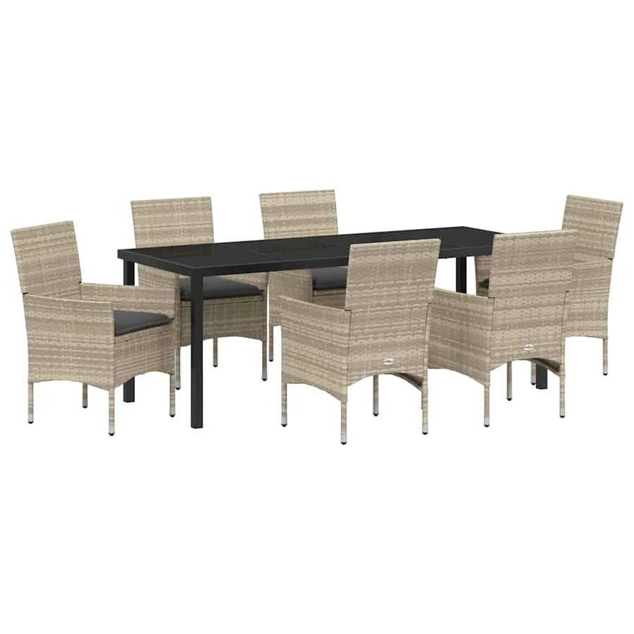 Ensemble de salle à manger pour jardin 7 pcs Gris clair - 2