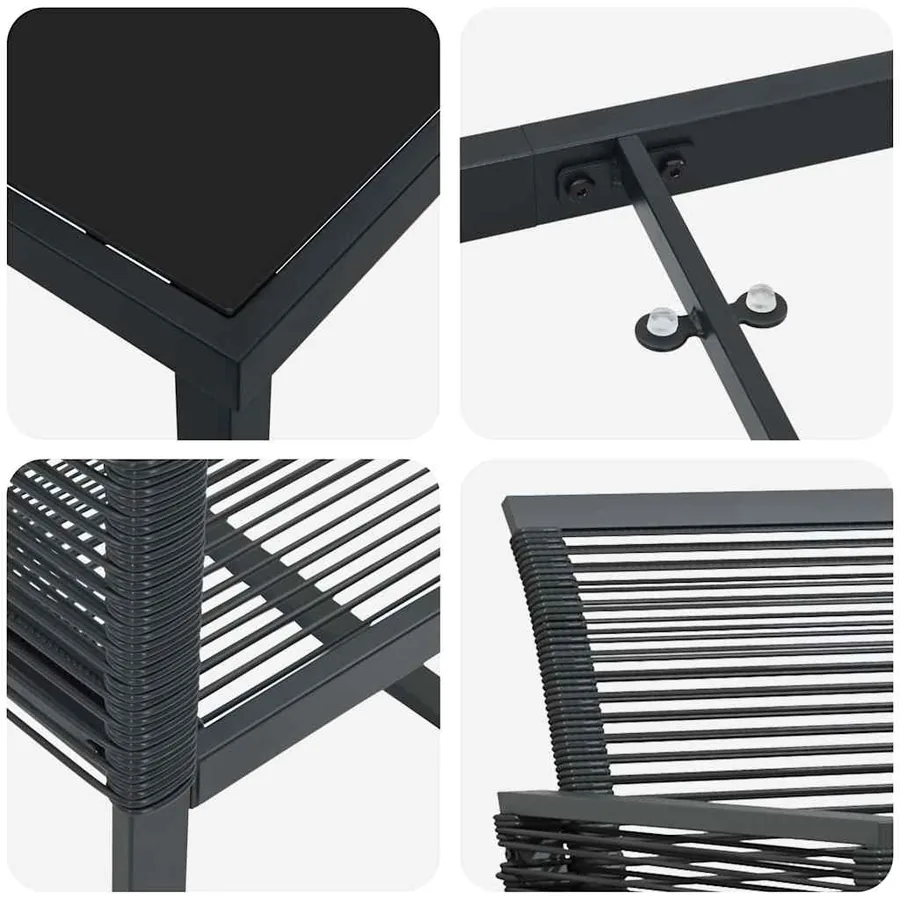 Ensemble de salle à manger pour jardin 9 pcs Noir - 9
