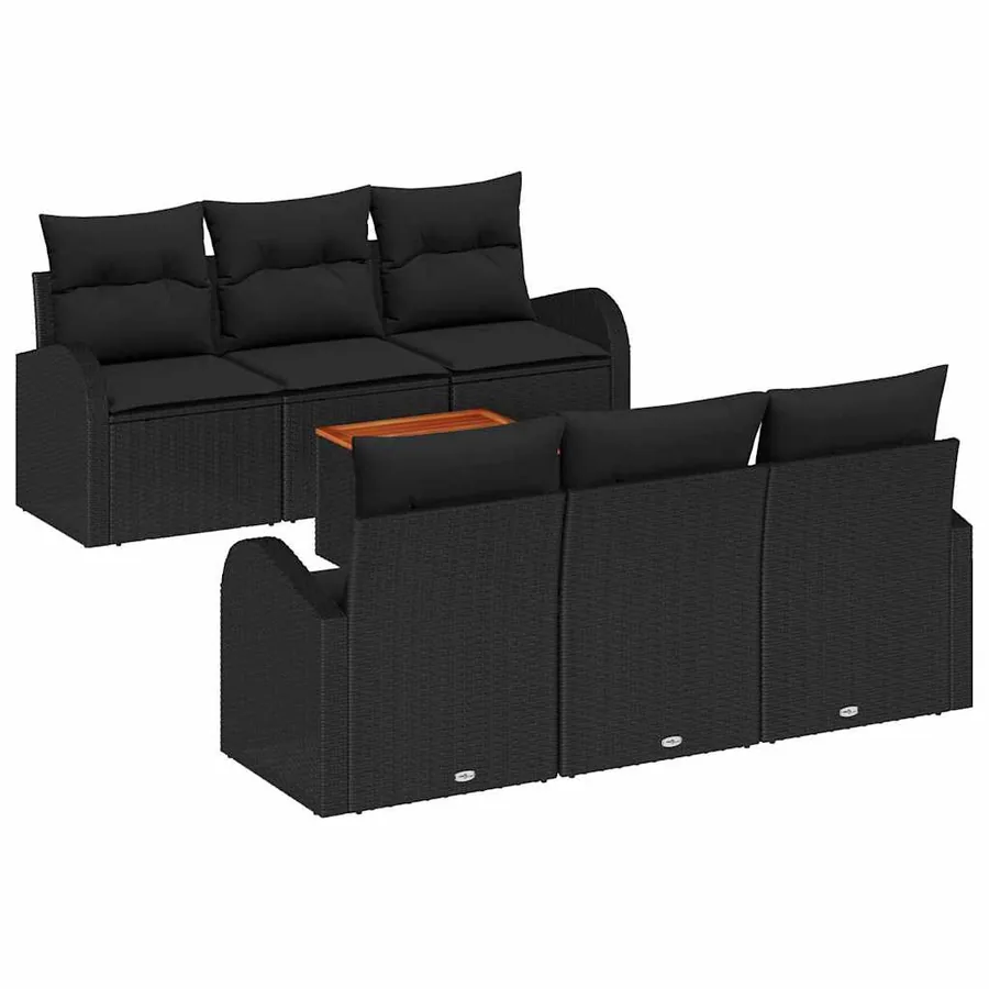 Ensemble de canapé de jardin avec stockage 7 pcs Noir polyrotin - 2