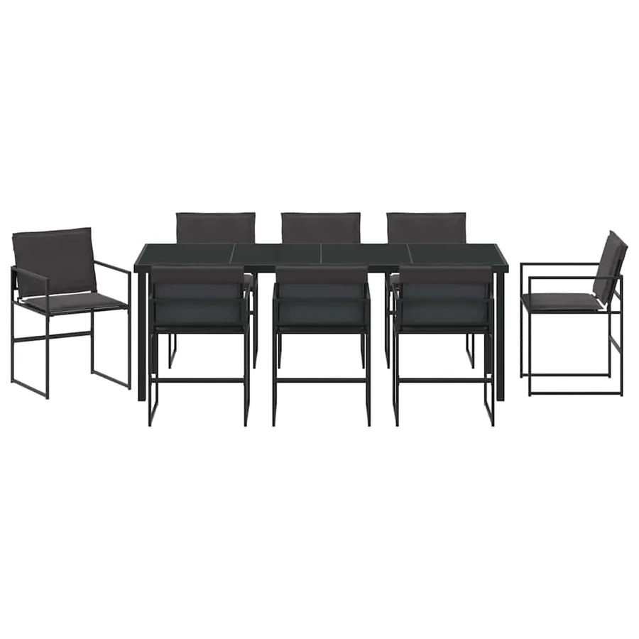 Ensemble de salle à manger pour jardin 9 pcs Noir - 7