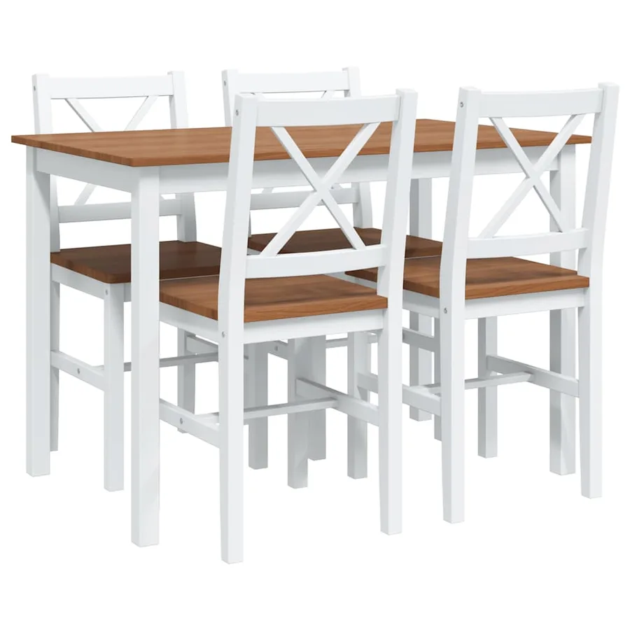 Ensemble de salle à manger 5 pcs Marron et blanc - 2