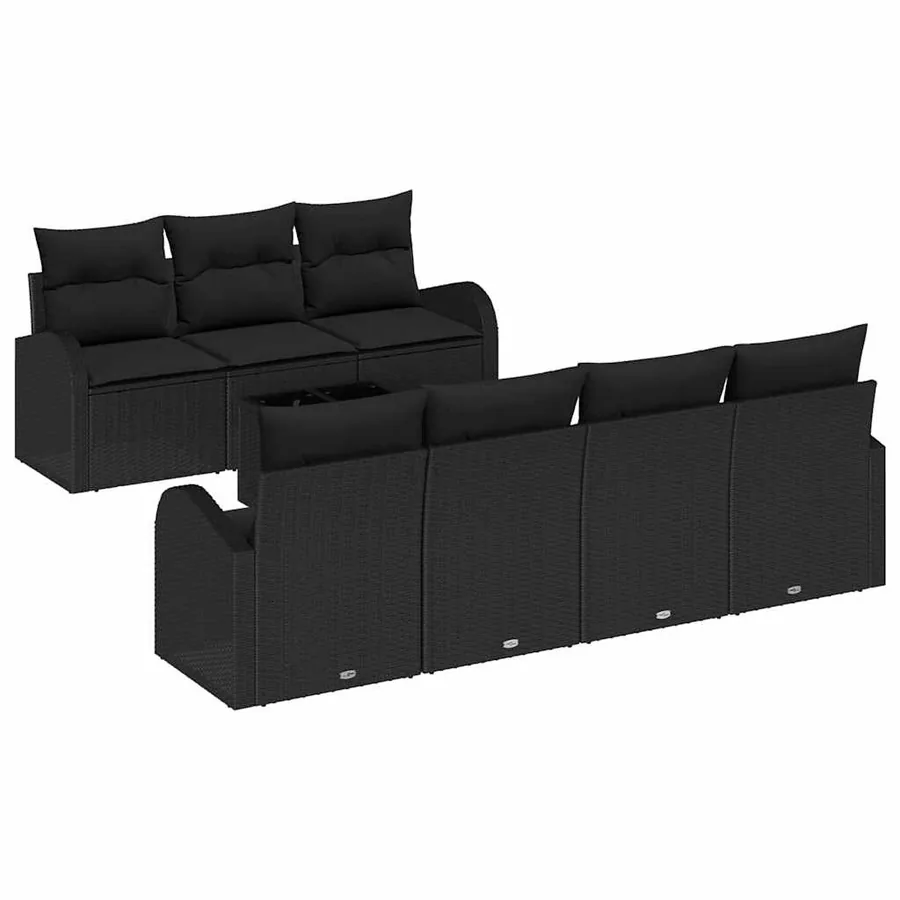 Ensemble de canapé de jardin avec coussin 8 pcs Noir - 2