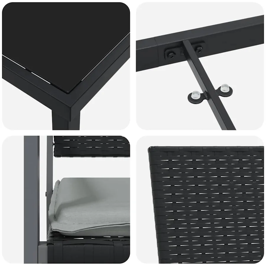 Ensemble de salle à manger pour jardin 9 pcs Noir et Gris Clair - 9