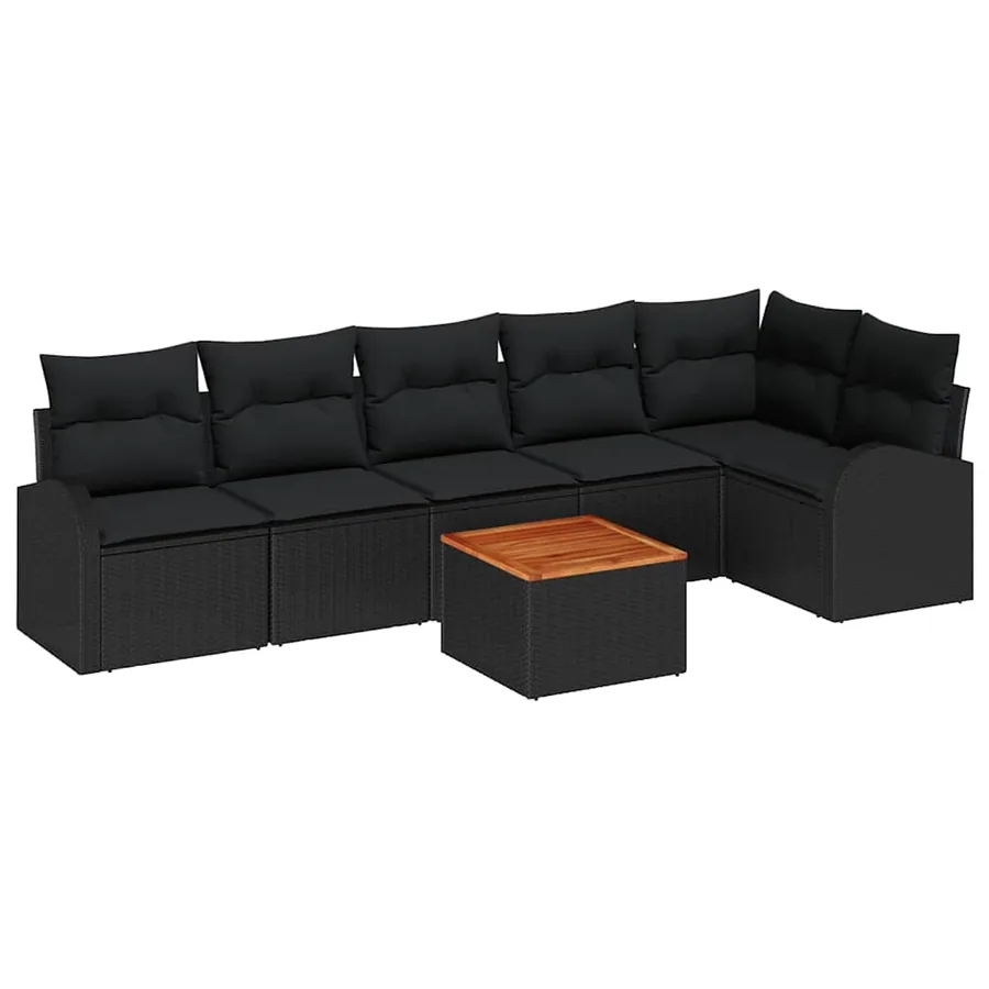 Ensemble de canapé de jardin avec stockage 7 pcs Noir polyrotin - 2