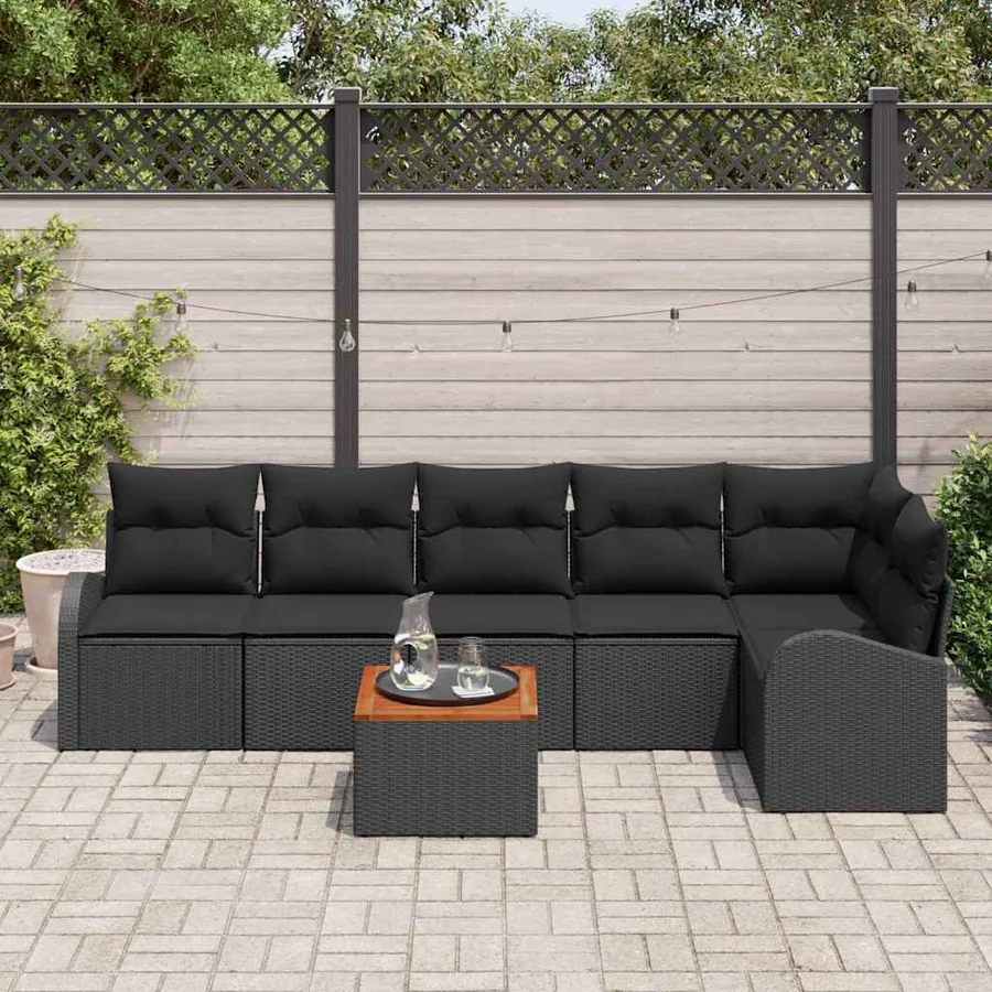 Ensemble de canapé de jardin avec stockage 7 pcs Noir polyrotin - 3