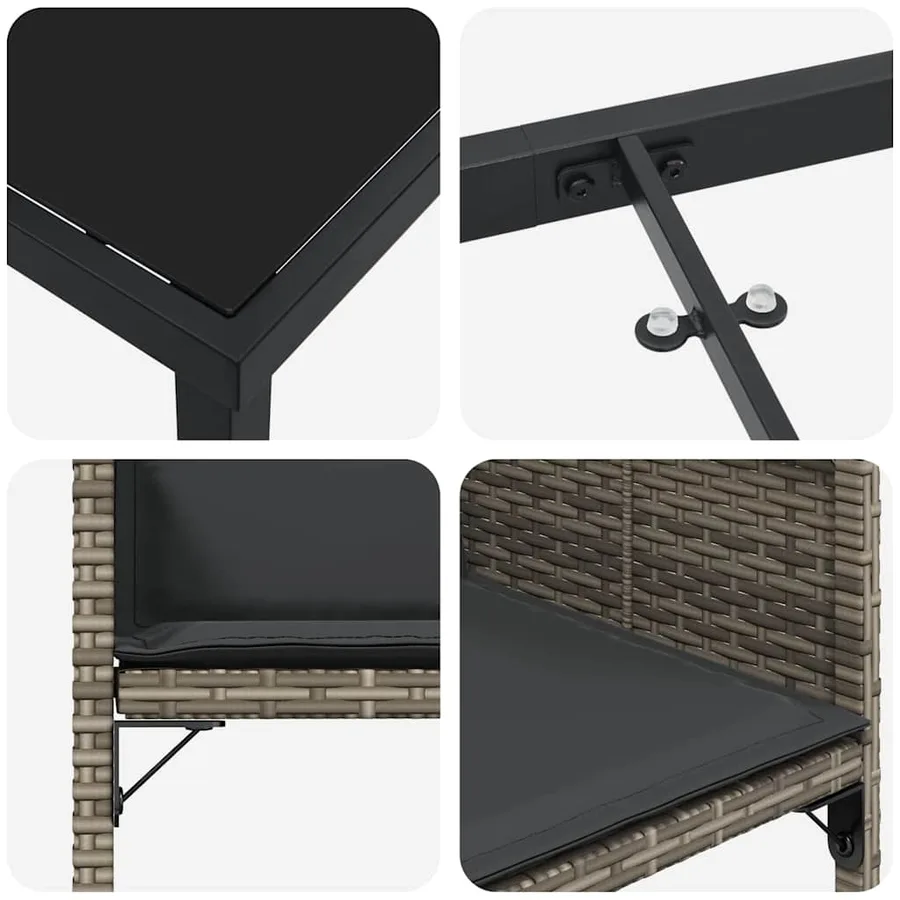 Ensemble de salle à manger pour jardin 9 pcs Gris polyrotin - 9