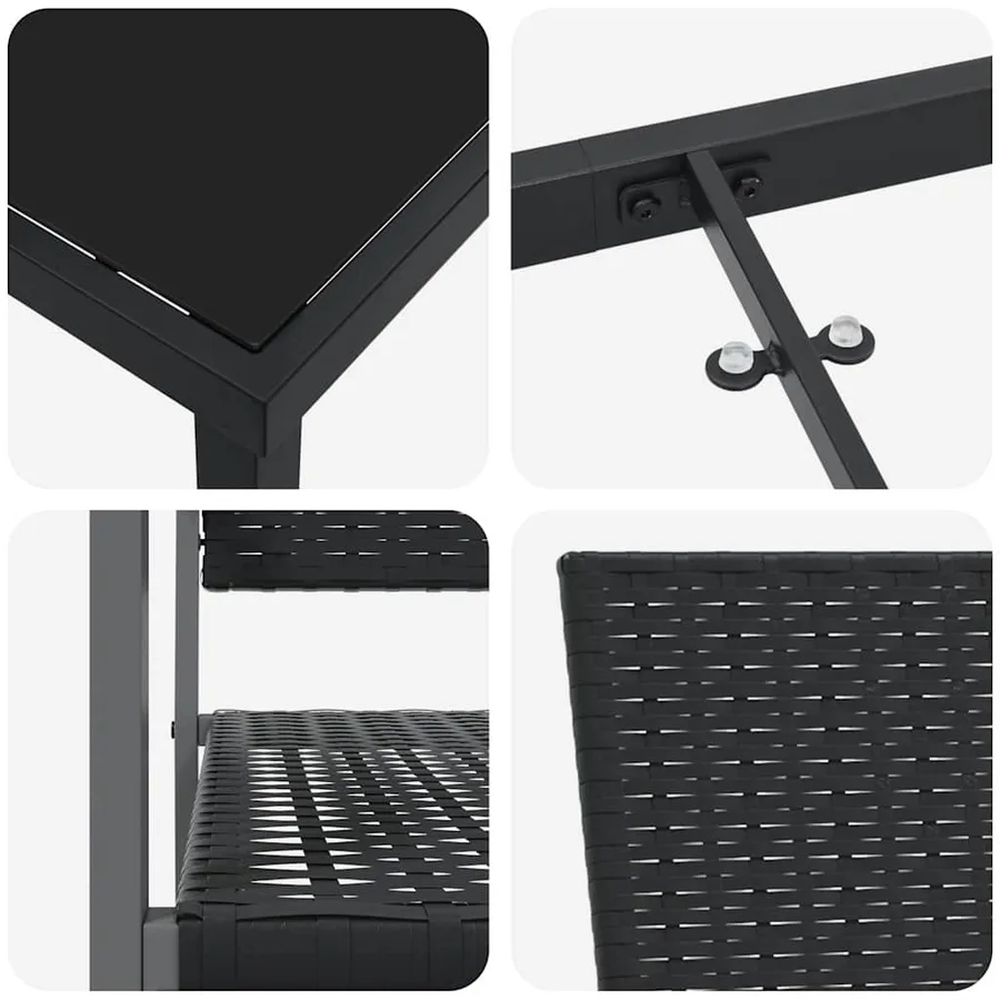 Ensemble de salle à manger pour jardin 7 pcs Noir Rotin PE - 9