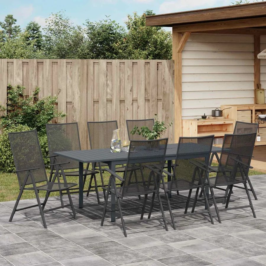 Ensemble de salle à manger pour jardin 9 pcs Anthracite Acier - 4