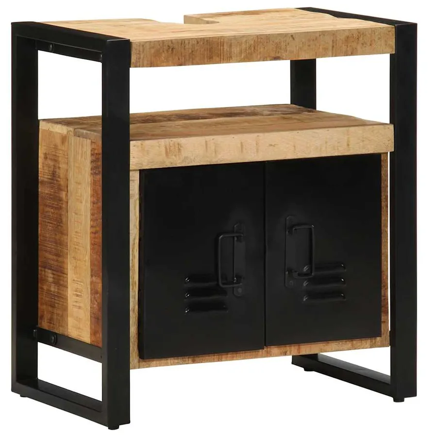 Armoire de salle de bain Marron Bois de mangue massif - 2