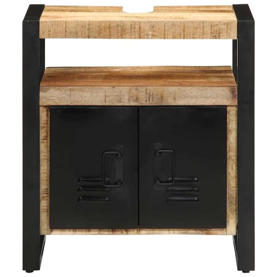 Armoire de salle de bain Marron Bois de mangue massif - 4