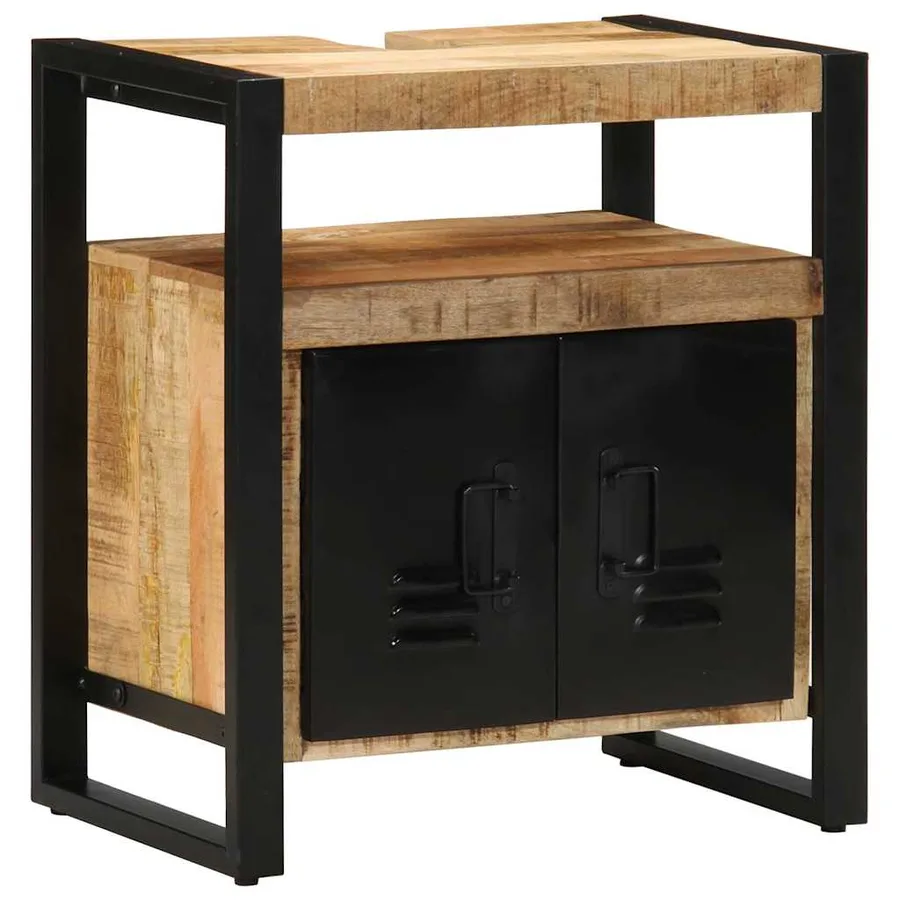 Armoire de salle de bain Marron Bois de mangue massif - 7
