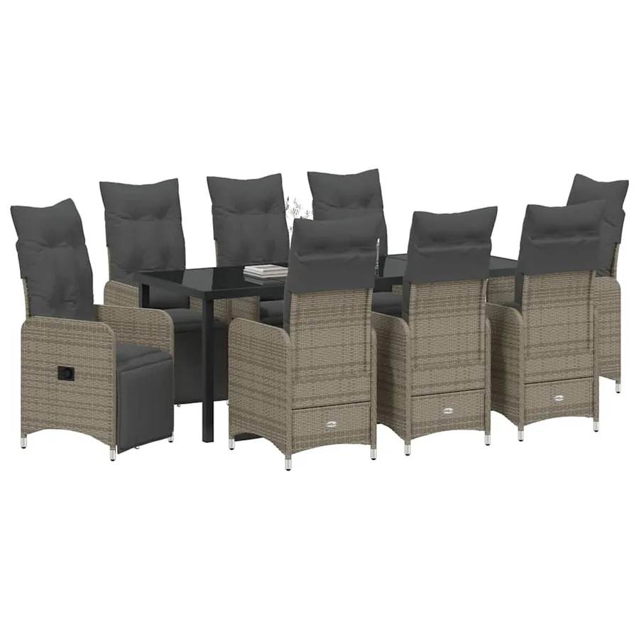 Ensemble de salle à manger pour jardin 9 pcs Beige polyrotin - 3