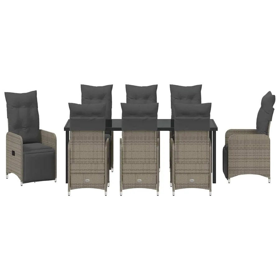 Ensemble de salle à manger pour jardin 9 pcs Beige polyrotin - 7