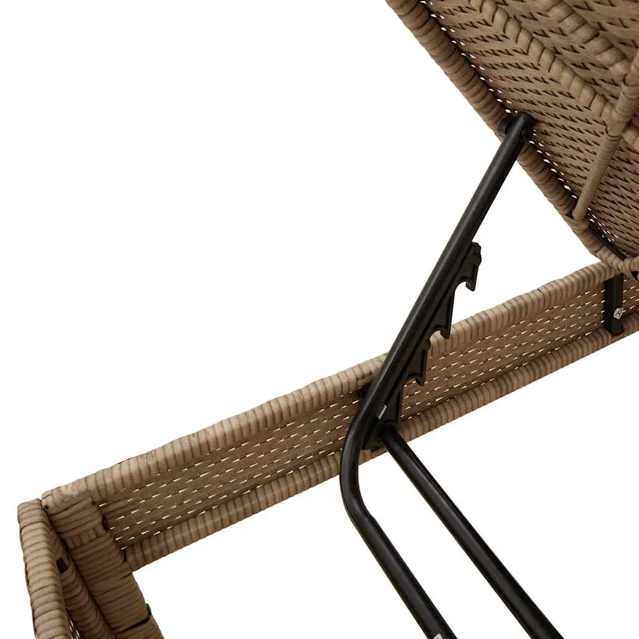 Transat avec coussin beige 55x200x44cm résine tressée - 9