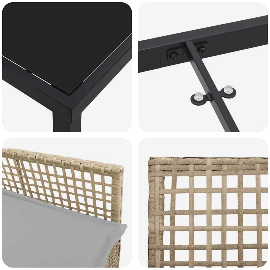 Ensemble de salle à manger pour jardin 9 pcs Beige polyrotin - 9