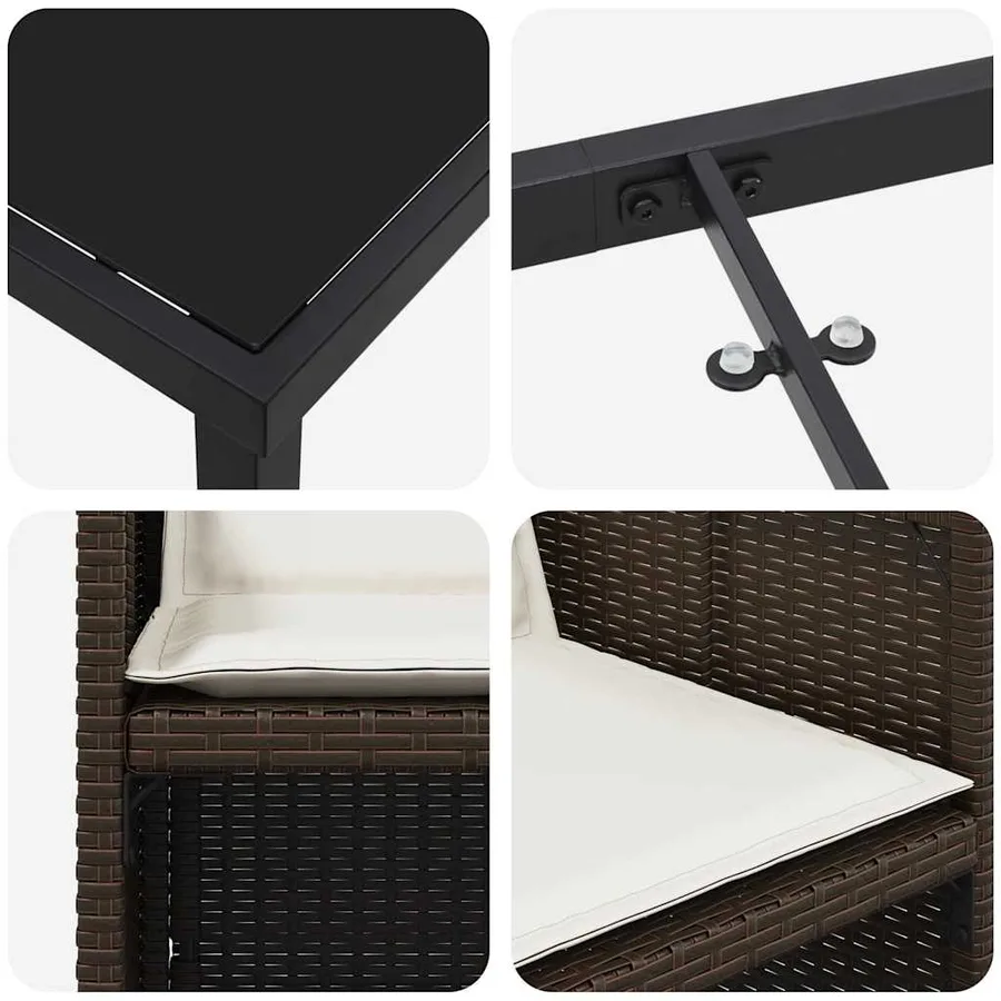 Ensemble de salle à manger pour jardin 9 pcs Marron polyrotin - 9