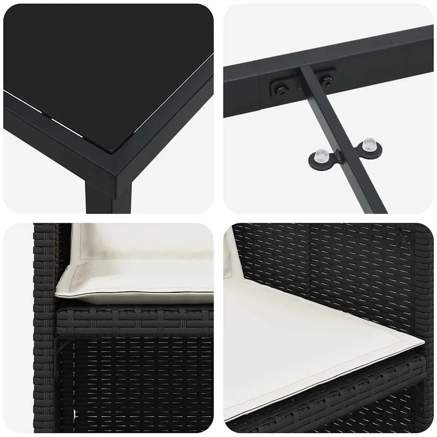 Ensemble de salle à manger pour jardin 9 pcs Noir polyrotin - 9