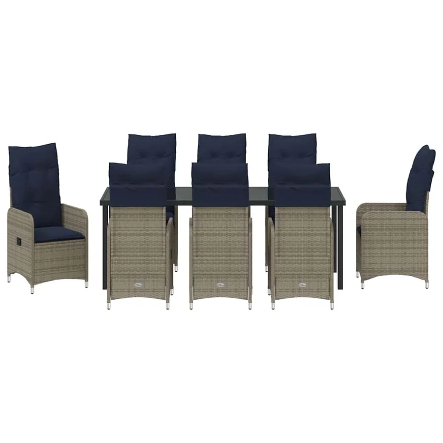 Ensemble de salle à manger pour jardin 9 pcs Noir polyrotin - 7