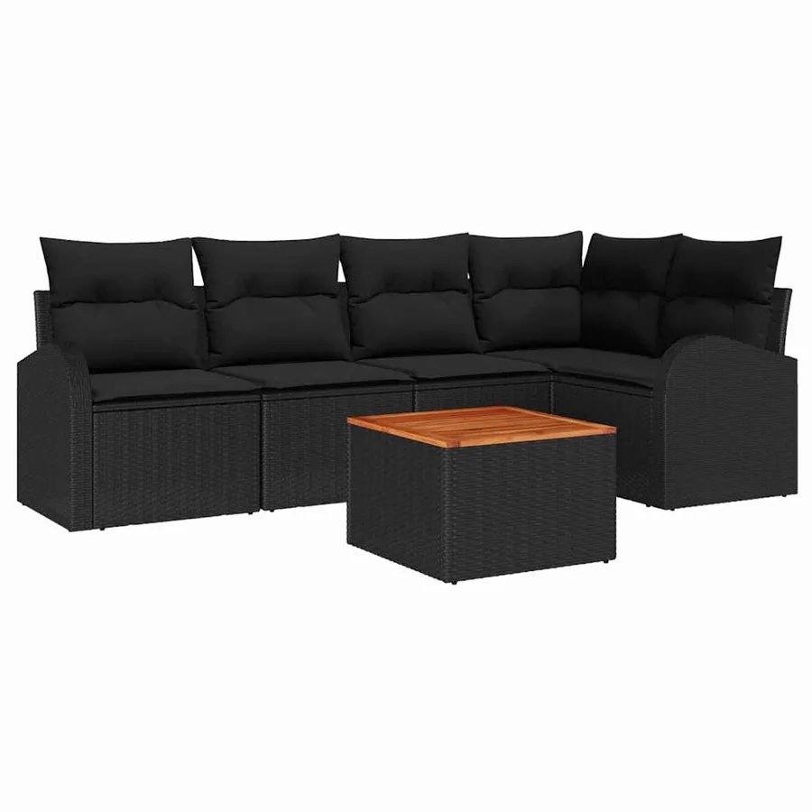 Ensemble de canapé de jardin avec stockage 6 pcs Noir polyrotin - 2