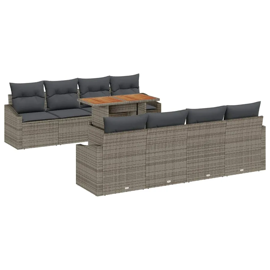 Ensemble de canapé de jardin 9 pc Gris et marron - 2